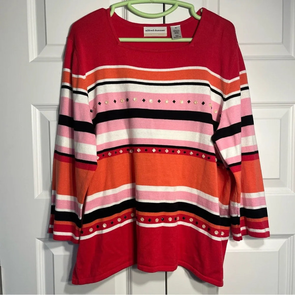 Alfred Dunner Women’s Size 1x Muliti-Color Stripe Sweater - Picture 1 of 7